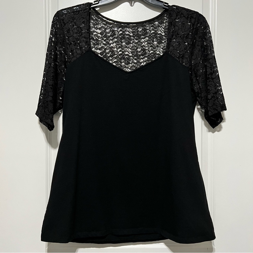 Torrid Lace Shoulder Maternity Blouse, Black/Black